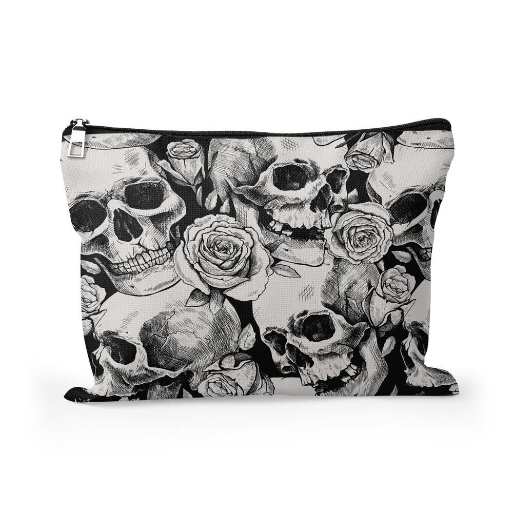 Cafl Human Skulls Makeup Bag Travel Large Death's Head Cosmetic Bag Organizer toiletry Essentials Jewelry Zipper Bag Gift For Women -108 inch