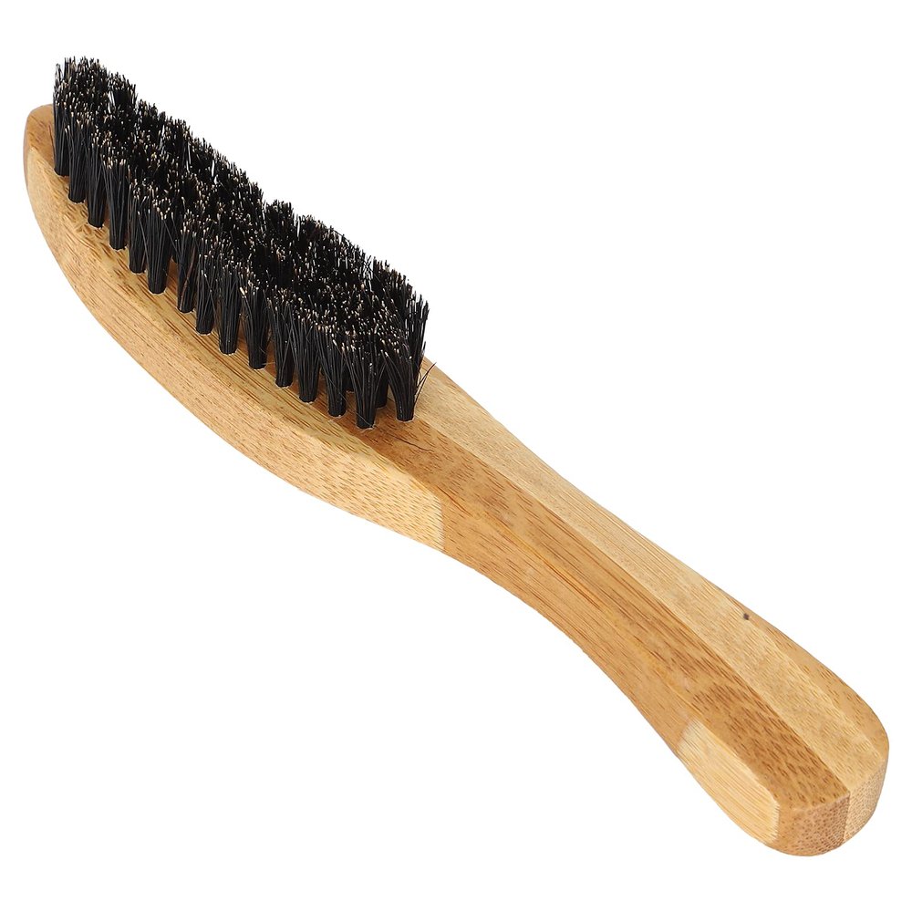 Beard Brush, Soft Skin Friendly Hair, Ergonomic Curved Design, Brush Beard and Oil Head, Small Size and Lightweight, for Travel Use, Made of Composite Wood Brush Hair