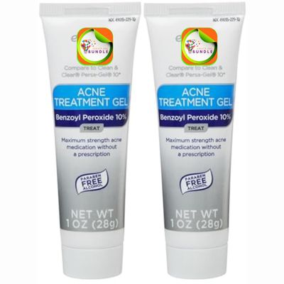 Equate 2-Pack 10% Benzoyl Peroxide Acne Treatment Gel - Powerful Skincare Combo for Clear, Radiant, and Acne-Free Skin + Create Sticker