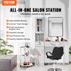 VEVOR Salon Station, Wall Mount Barber Salon Station for Hair Stylist, Beauty Spa Furniture Set, 1 Storage Cabinet, 3 Cubbies and 2 Drawers(One Lockable), White view 4