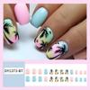 24Pcs Summer Press on Nails Square Short Fake Nails Cute Coconut Tree Stick on Nails Design Glue on Nails Full Coverage Beach Acrylic Nails Pink Blue False Nails for Women Or Girl Manicure Ornament view 2