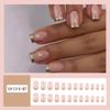 CEWEWP Gold French Tip Press on Nails Medium Fake Nails Square Shape False Nail Tips Full Cover Glue on Nails Nude Pink Medium Length Square Shape French Tip Nails Press ons for Finger Manicure, 24Pcs view 2