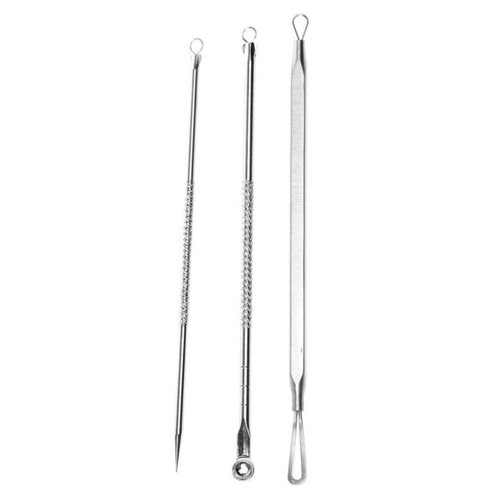 1set(3pcs) Professional Acne Needles Durable Blackhead Remover Kit Stainless Steel Pimple Extractor Stainless Steel