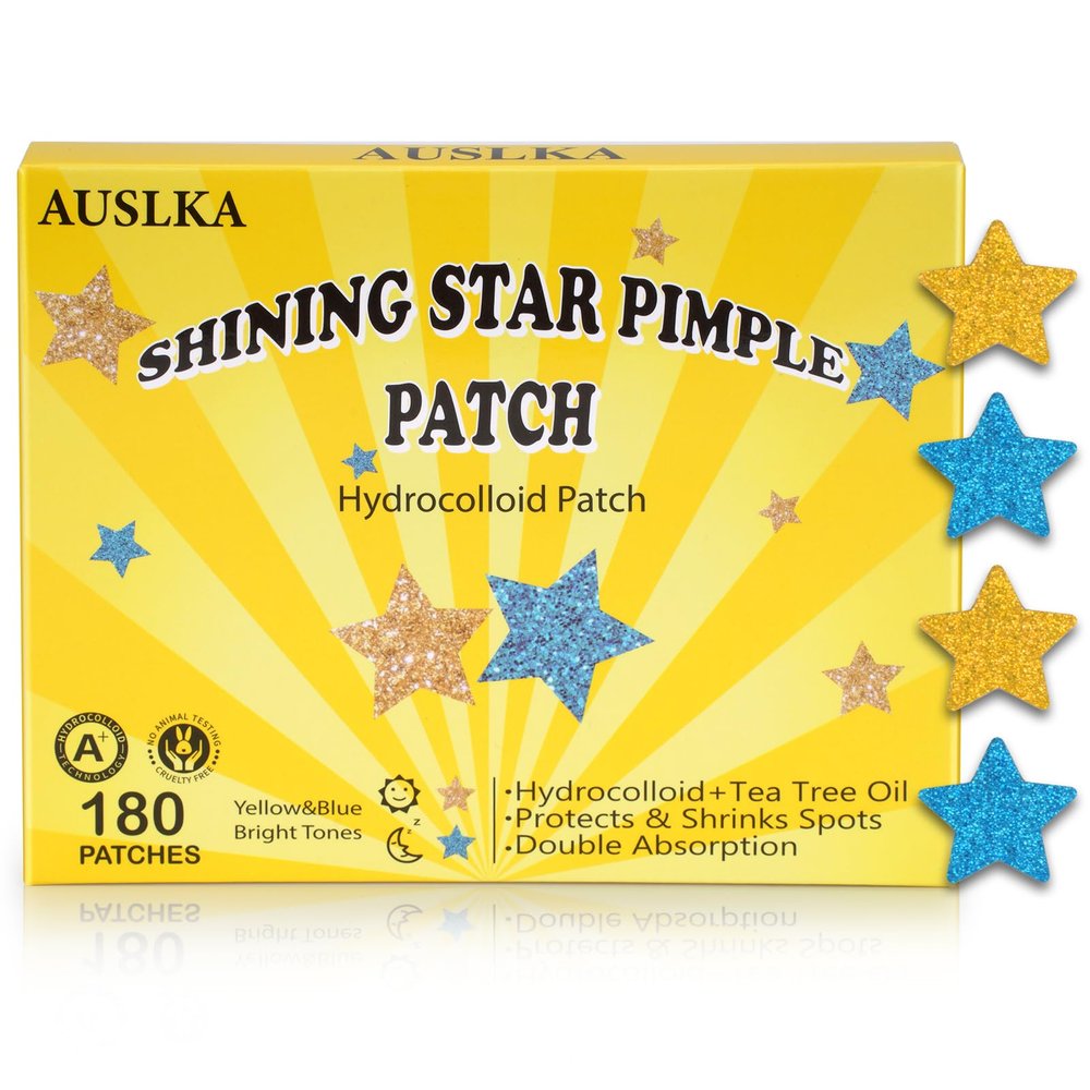 AUSLKA SHINING Star Pimple Patches -Hydrocolloid Patch for Covering Zits and Blemishes, Pimple Patches Cute, Spot Stickers for Face and Skin (180 Count)