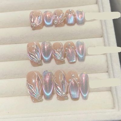 ZIIVIEVS Manual phototherapy for wearing nails, reusable nail patches, detachable fake nails(Color:Short,Size:L), 1 Count (Pack of 1)