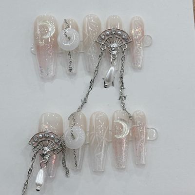 ZIIVIEVS Handmade Nail Wearing New Chinese Style Qipao Nail and Nail Enhancement Patch(Size:XS), 1 Count (Pack of 1)