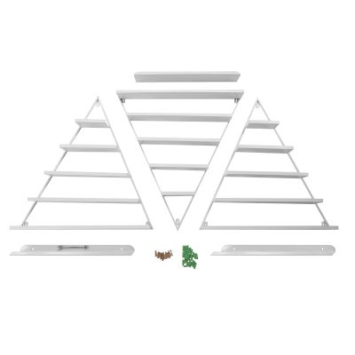 ATOLOMOTOR 5 Tier Wall-Mounted Metal Nail Polish Display Rack,Simple Triangular Storage Shelves,Essential Oil and Perfume Organizers,Cosmetic Display Cases for Home Spa Nail Salon Shop (White)