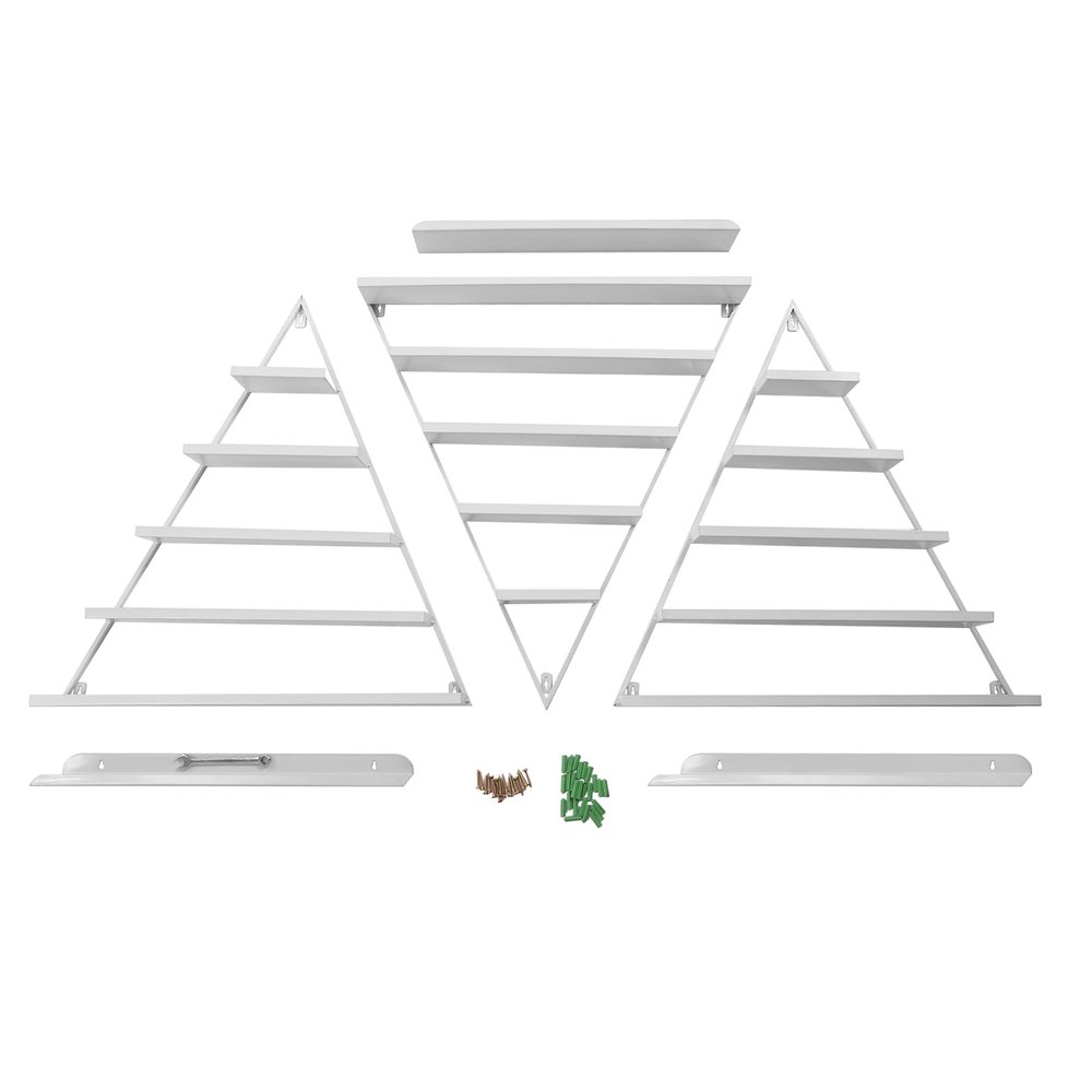 ATOLOMOTOR 5 Tier Wall-Mounted Metal Nail Polish Display Rack,Simple Triangular Storage Shelves,Essential Oil and Perfume Organizers,Cosmetic Display Cases for Home Spa Nail Salon Shop (White)