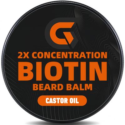 Beard Balm with 2X Concentration Biotin, Beard Growth Balm for Men - Mustache Wax & Beard Conditioner for Growth - Hydrates, Thickens Facial Hair Growth - Made with Castor Oil & Argan Oil - 2 Ounce