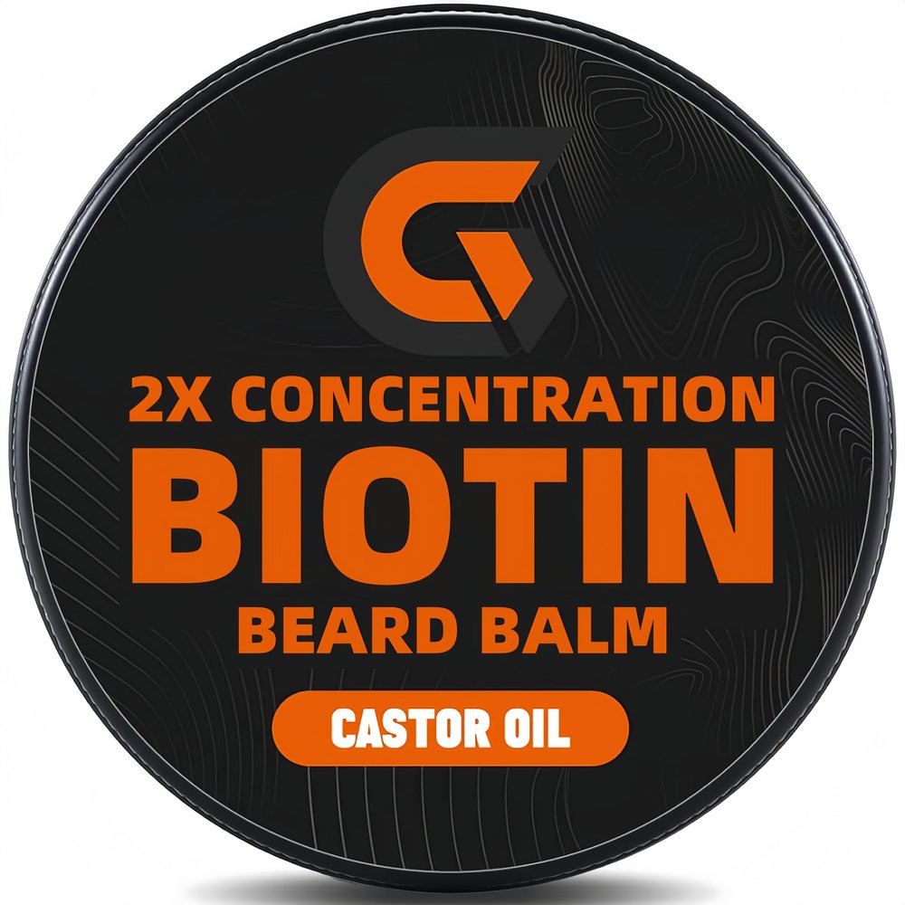 Beard Balm with 2X Concentration Biotin, Beard Growth Balm for Men - Mustache Wax & Beard Conditioner for Growth - Hydrates, Thickens Facial Hair Growth - Made with Castor Oil & Argan Oil - 2 Ounce