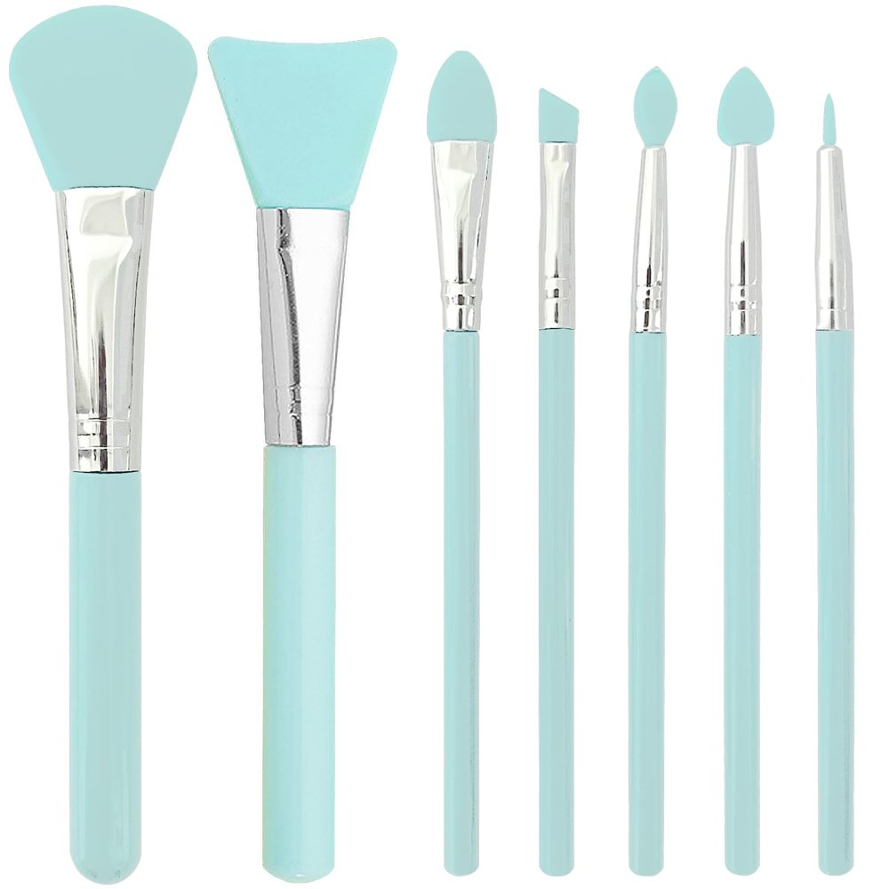 Jaasuee 7 Pcs Silicone Brush applicator kit for Cream Makeup Products and UV Resin Epoxy Art Crafting, Green