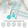 Jaasuee 7 Pcs Silicone Brush applicator kit for Cream Makeup Products and UV Resin Epoxy Art Crafting, Green view 3