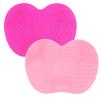 2 Pcs Silicone Make Up Brush Cleaning Mat, Cosmetic Cleaning Pads,Makeup Brush Cleaner Mats, Portable Washing Tool with Suction Cup for Makeup Cosmetic Brushes-red/pink view 1