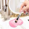 2 Pcs Silicone Make Up Brush Cleaning Mat, Cosmetic Cleaning Pads,Makeup Brush Cleaner Mats, Portable Washing Tool with Suction Cup for Makeup Cosmetic Brushes-red/pink view 4