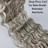 Silver Grey Curly Braiding Hair Extensions Deep Wave Curly Braiding Hair for Boho Braids Crochet Braids Deep Wave 24 inch view 4