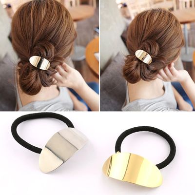 ADIASEN 2pcs Metal Metal smooth surface leather cover hair loop Hair rope Hair accessories hair elastic hair tie