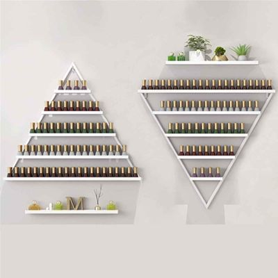 5 Tier Large Wall Mounted Metal Nail Polish Organizer Rack Triangular Cosmetic Display Shelf Holder Holds Up to 500 Nail Polish Bottles for Home Spa Nail Salon Shop(Color:D,Size:4X)