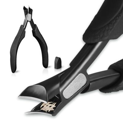 ILLFER Slanted Ingrown Toenail Clippers for Thick Toenails, Anti Splash Podiatrist Toe Nail Clippers for Men Seniors, Stainless Steel Sharp Blade Precision Nippers with Comfort Handle