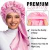 3Pcs Bonnets for Black Women, Large Long Satin Bonnet for Braids With Stretchy Tie Band, Sleep Cap for Long Curly Hair (Brown, Rose Pink, Pink) view 3