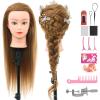 28Inch 80% Real Hair Mannequin Head, Cosmetology Mannequin Head with Hair for Braiding Curling Cuting, Table Clamp Styling Set(Blonde) view 1