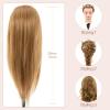 28Inch 80% Real Hair Mannequin Head, Cosmetology Mannequin Head with Hair for Braiding Curling Cuting, Table Clamp Styling Set(Blonde) view 2