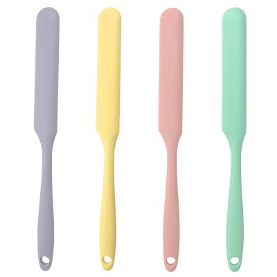 Jaasuee 4-Piece Non-Stick Wax Spatulas Set, Silicone Waxing Applicators for Hair Removal, Home Salon Body Use (Pink, Yellow, Purple, Green)
