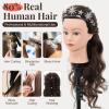28Inch 80% Real Hair Mannequin Head, Cosmetology Mannequin Head with Hair for Braiding Curling Cuting, Table Clamp Styling Set(Dark Brown) view 2