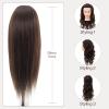 28Inch 80% Real Hair Mannequin Head, Cosmetology Mannequin Head with Hair for Braiding Curling Cuting, Table Clamp Styling Set(Dark Brown) view 4