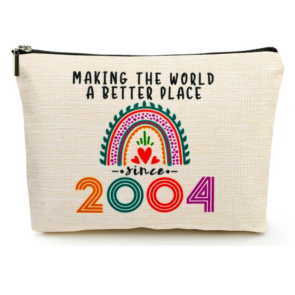 21st Birthday Gifts for Her Makeup Bags, 2004 Happy 21st Birthday Decorations for Women Her, 21 Year Old Gifts Ideas for Daughter, Sister, BFF, Female, Teenage Girls, Cosmetic Travel Pouch