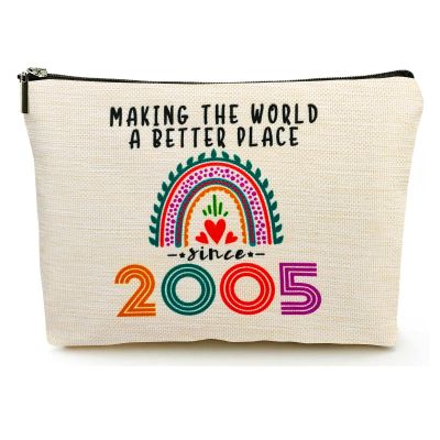 20th Birthday Gifts for Her Makeup Bags, 2005 Happy 20th Birthday Decorations for Women Her, 20 Year Old Gifts Ideas for Daughter, Sister, BFF, Female, Teenage Girls, Cosmetic Travel Pouch