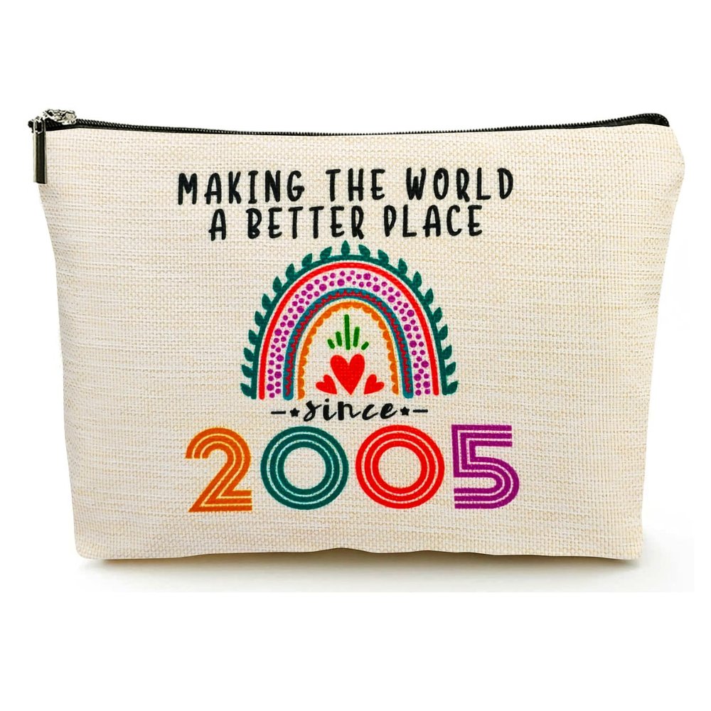 20th Birthday Gifts for Her Makeup Bags, 2005 Happy 20th Birthday Decorations for Women Her, 20 Year Old Gifts Ideas for Daughter, Sister, BFF, Female, Teenage Girls, Cosmetic Travel Pouch