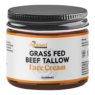 Beef Tallow Face Moisturizer - Grass Fed Beef Tallow for Skin Care- unscented Handmade Tallow face Cream- organic tallow balm for Sensitive Dry Skin, Eczema, Psoriasis, sunburn (OATMEAL & HONEY)