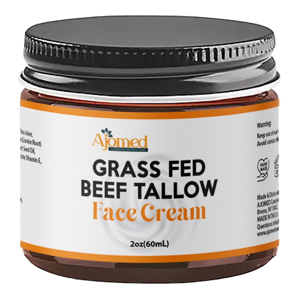 Beef Tallow Face Moisturizer - Grass Fed Beef Tallow for Skin Care- unscented Handmade Tallow face Cream- organic tallow balm for Sensitive Dry Skin, Eczema, Psoriasis, sunburn (OATMEAL & HONEY)