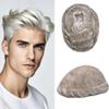 Healthlif Full Lace Toupee Human Hair Real Hairline Mens Hairpiece Hair Ssytem Bleached Knot Hair Piece For Men Protesis Capilar Mens Toupee 8X10#380#3 Dark Brown+80% Grey 100% Density view 1