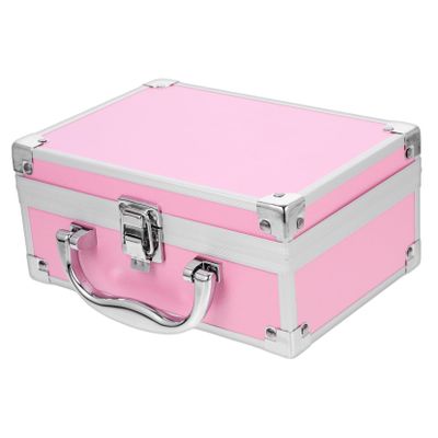 AUTSUPPL Portable Aluminum Alloy Makeup Case Organizer Small Pink Travel Cosmetic Box with Ample Space for Nail Supplies and Makeup Essentials Lightweight Design for Convenient Carrying