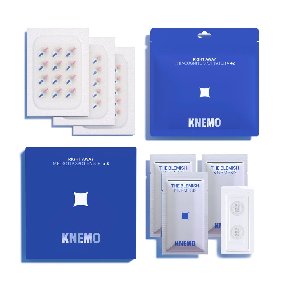 KNEMO Right Away Duo, Microtip Hydrocolloid Acne Pimple Patch and Thincognito Invisible Spot Patch