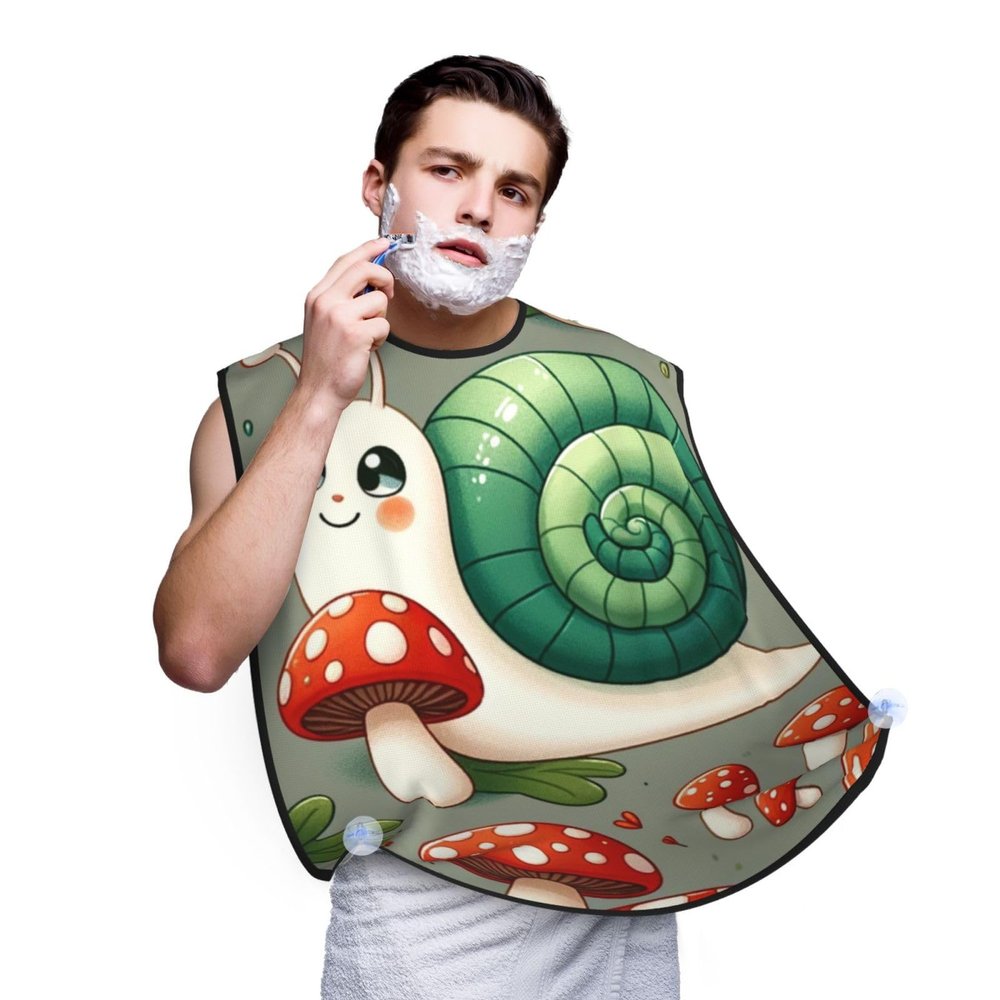 Augenstern Men'S Shaving Apron Snails-Mushrooms-Pattern Father Shaving Bib Beard Bib Apron