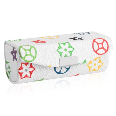 Beautyflier Womens PU Leather Lipstick Case Holder with Mirror Rectangle Makeup Travel Cases for Purse Lipstick Holder (White, Stars)