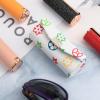 Beautyflier Womens PU Leather Lipstick Case Holder with Mirror Rectangle Makeup Travel Cases for Purse Lipstick Holder (White, Stars) view 3