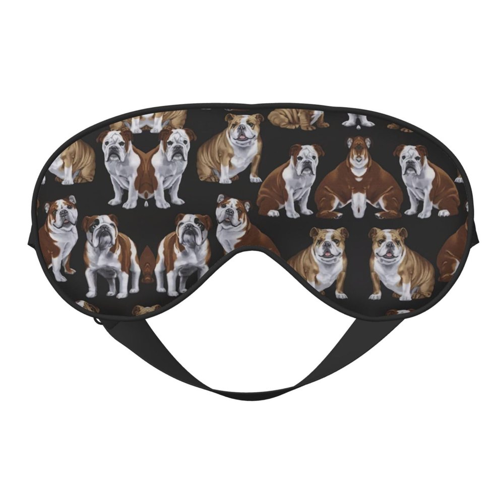 ZISHAK English Bulldogs Print Unisex Sleeping Eye Mask,Soft Comfortable Light-Blocking Eye Mask, Black