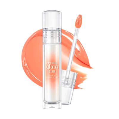 CLIO CRYSTAL GLAM TINT (013 KOSHORT PEARL CORAL), Glossy Finish, Lightweight, Buildable, Glass-Like, Smoothing, Long-Lasting, Vivid