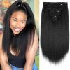 Yargel Hair 18 Inch 2 Pack Kinky Straight Clip in Hair Extensions for Black Women Yaki Straight Clip ins Full Head Seamless Synthetic Hair Pieces(14 Pcs/Set 32 Clips) view 1
