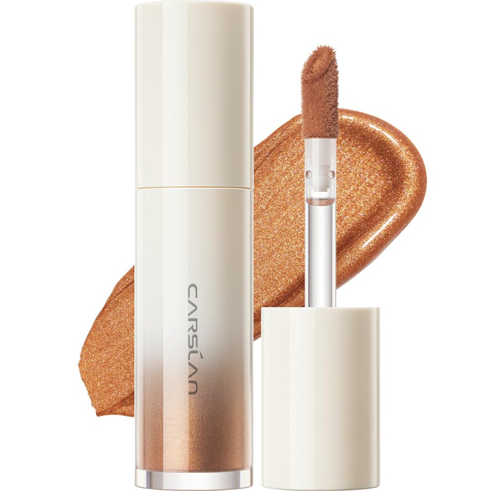 CARSLAN 3D Liquid Highlighter Makeup, Shimmer, Glowing Contour Stick, Smooth & Lightweigh Face Illuminator, Moisturizing, Blendable Cream Highlighter Dewy Finish, 03 Bronze Cold