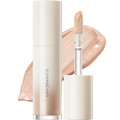 CARSLAN 3D Liquid Highlighter Makeup, Shimmer, Glowing Contour Stick, Smooth & Lightweigh Face Illuminator, Moisturizing, Blendable Cream Highlighter Dewy Finish, 02 Champagne Gold