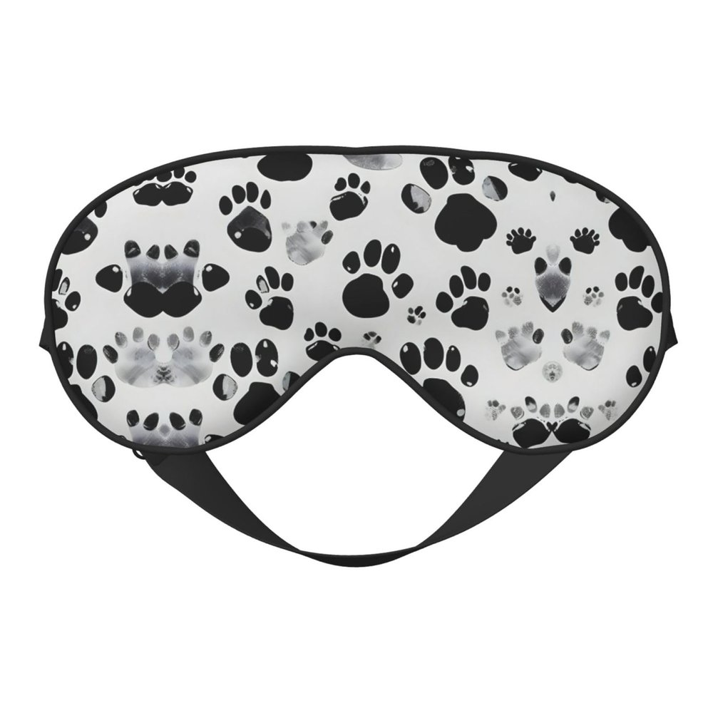 SSIMOO Dog Paw Pattern Print Double-Sided Eye Mask,Soft and Light Blocking for Enhancing Sleep Quality, Black