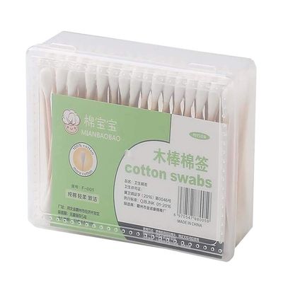130 Counts Cotton Swabs Natural Double Tipped Organic Cotton Buds Cruelty-Free Ear Swabs E04