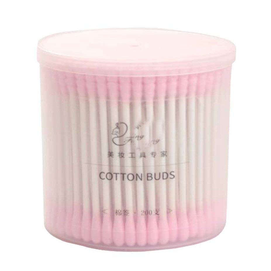 200 Counts Cotton Swabs Natural Double Tipped Organic Cotton Buds Cruelty-Free Ear Swabs C02