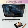 SROJDHFJB Small Makeup Bag with Wrist Strap, Crows Cosmetic Bags Toiletry Organizer Bag Waterproof Makeup Pouch with Zipper Travel Accessories Stocking Stuffers Gift for Women view 2