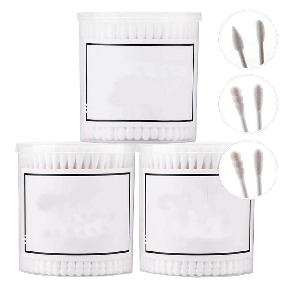600 Counts Cotton Swabs Natural Double Tipped Organic Cotton Buds Cruelty-Free Ear Swabs B02