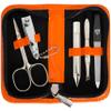 3 Swords Germany - brand quality 5 piece manicure pedicure grooming kit set with synthetic leather case ostrich white - Made in Germany view 1